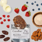 CuraBar Protein Bars – 17g Protein, Low Carb, Gluten Free, Dairy Free, Healthy Snack, Seed Oil Free, No Artificial Ingredients, 12 Count, Mixed Berry