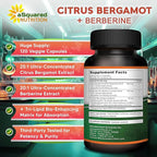 aSquared Nutrition Citrus Bergamot with Berberine Supplement - 1400mg Per Serving Max Strength Complex - 120 Capsules - Supports Cardiovascular Health - Pills Alternative to Gummies & Liquid Drops