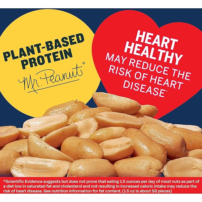 PLANTERS Salted Cocktail Peanuts, Plant-Based Protein, Bold & Savory Party Snacks, Peanut Snack, 16 Oz Jar (Pack of 6)
