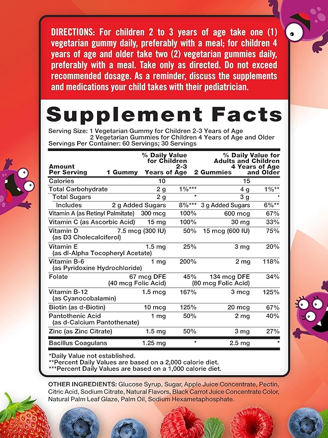 Nature's Truth Kids Multivitamin Gummies with Probiotics | 60 count | Berry Punch Flavor | Vegetarian, Non-GMO & Gluten Free Supplement