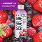 Isopure Low Carb 100% Pure Whey Isolate Dutch Chocolate Protein Powder 3 Lbs + 1 Bottle of Clear Protein Water with Electrolytes, 15g Whey Protein Isolate, Zero Sugar, Mixed Berry, 20 fl oz Bottle