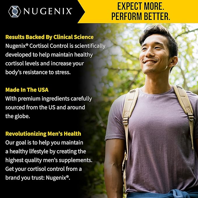 Nugenix Cortisol Control - Cortisol Reducer and Adrenal Support Manager Supplement for Men, 60 Capsules