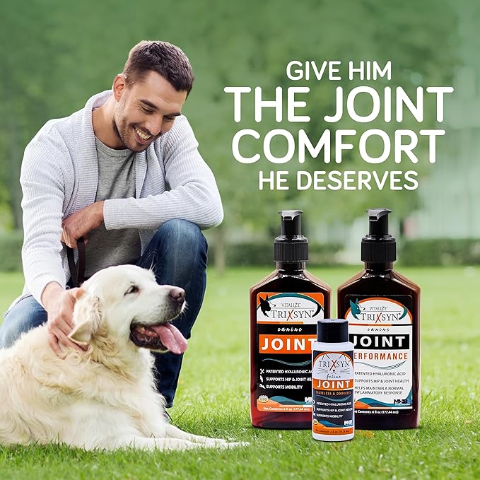 TRIXSYN Canine - Dog Hip and Joint Supplement - Liquid Hyaluronic Acid HA for Dog - Patented Liquid Formula for Senior Dogs - MHB3 Hylauronan - 6 fl oz