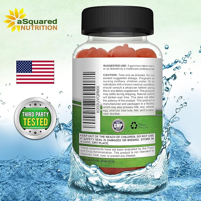 aSquared Nutrition Apple Cider Vinegar Gummies - 1500mg Per Serving - with The Mother - 90 ACV Gummies w/Vitamin B6 & B12, Folic Acid - Vegan Gummy Supplement Alternative to Capsules Pills & Drink