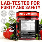 Immune Support Zinc Gummies 50mg with Elderberry Vitamin C and Zinc Supplements - Natural Antioxidant with Copper Vitamin D3 K2 Magnesium - Rich Berry Taste, Sugar-Free, 120 Gummies