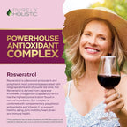 Purely Holistic Resveratrol 1450mg, 90 Servings, Trans-Resveratrol Antioxidant Supplement with Vitamin C and Polyphenol Complex, 180 Vegan Capsules