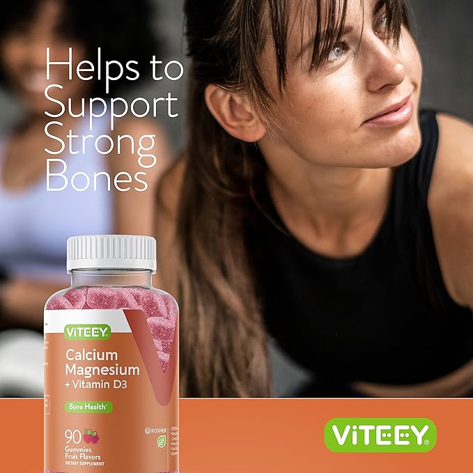 VITEEY Calcium Gummies with Vitamin D3 and Magnesium Supplement for Bone Health - Chewable Calcium Supplements for Women & Men - Gluten-Free, Non-GMO - 180 Count