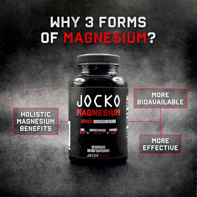 Jocko Fuel Magnesium Complex Supplement - Magnesium Glycinate, Citrate, & Taurate Capsules Dietary Supplement for Muscle Recovery & Relaxation, Heart, Nerve, Bone Support, & Sleep 30-Day Supply