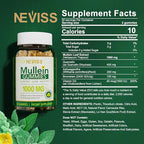 NEVISS Mullein Gummies for Lungs, Organic Mullein Leaf Extract 1000mg for Respiratory System with Quercetin & Bromelain, D3 for Digestive Support, Immune Booster, Sugar Free, Vegan, 60 Count