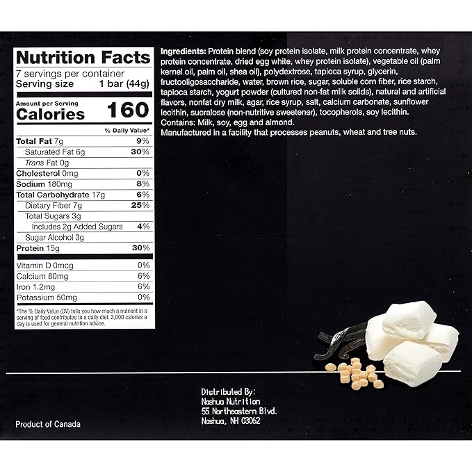 Proti-Thin Fluffy Vanilla Crisp Protein Bars, 15g Protein, Low Calorie, Very Low Carb (VLC), Low Fat, High Fiber Snack Bar, KETO Diet Friendly, Ideal Protein Compatible, No Gluten Ingredients, 7 /Box