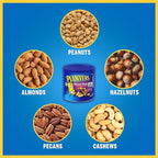 PLANTERS Salted MixedNuts, Peanuts, Almonds, Cashews,BrazilNuts and Pecans, PartySnack, Plant-Based Protein, Quick Snackfor Adults, After SchoolSnack, Bulk Nuts, Kosher,56oz Canister (Pack of 2)