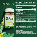 NEVISS Mullein Gummies for Lungs, Organic Mullein Leaf Extract 1000mg for Respiratory System with Quercetin & Bromelain, D3 for Digestive Support, Immune Booster, Sugar Free, Vegan, 120 Count