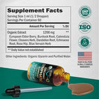 USDA Organic Lymphatic Drainage Supplement - Echinacea | Elderberry | Dandelion | Rosehip | Cleavers | Calendula | Burdock - Made in USA - Lymph System Drops - Immune Support, Cleanse & Detox, 2 fl oz