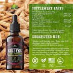 Red Korean Panax Ginseng Liquid Drops with L-Tryptophan, Ashwagandha & Ginkgo – Herbal Adaptogen Blend for Daily Wellness – Alcohol Free Liquid Supplement – 4 fl oz (120 mL)