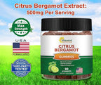 aSquared Nutrition Citrus Bergamot Gummies - Citrus Bergamot Extract Supplement 500mg Per Serving - Pure Gummy Alternative to Capsules & Pills