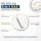 NAD+ Supplement with 500mg NR, Resveratrol, CoQ10, PQQ- 5-in-1 NAD Formula |NMN Supplement Alternative|NAD Resveratrol Support Cellular Energy & Healthy Aging-Made in USA-60 Capsules