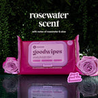 goodwipes Flushable Butt Wipes - Extra Large Adult Wet Wipes For Women & Men - Bathroom Essentials - Sewer & Septic Safe - Rosewater, 418 Count (8 Packs + 1 Travel)