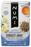 Numi Organic Congest Away Herbal Tea – 16 Herbal Tea Bags – Caffeine Free Cooling Blend with Fennel Peppermint Ginger Cinnamon & Licorice for Soothing Respiratory Comfort