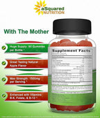 aSquared Nutrition Apple Cider Vinegar Gummies - 1500mg Per Serving - with The Mother - 90 ACV Gummies w/Vitamin B6 & B12, Folic Acid - Vegan Gummy Supplement Alternative to Capsules Pills & Drink