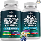 NEW AGE NAD+ Supplement - Astaxanthin, Urolithin A, Resveratrol, CoQ10 & Antioxidant Blend – Cellular Energy, Mitochondrial Support – Vegan, Non-GMO- 120 Count