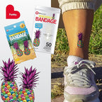BioSwiss Bandages, Funky Pineapple Shaped Self Adhesive Bandage Set, Latex Free, Sterile Wound Care, 50 Count