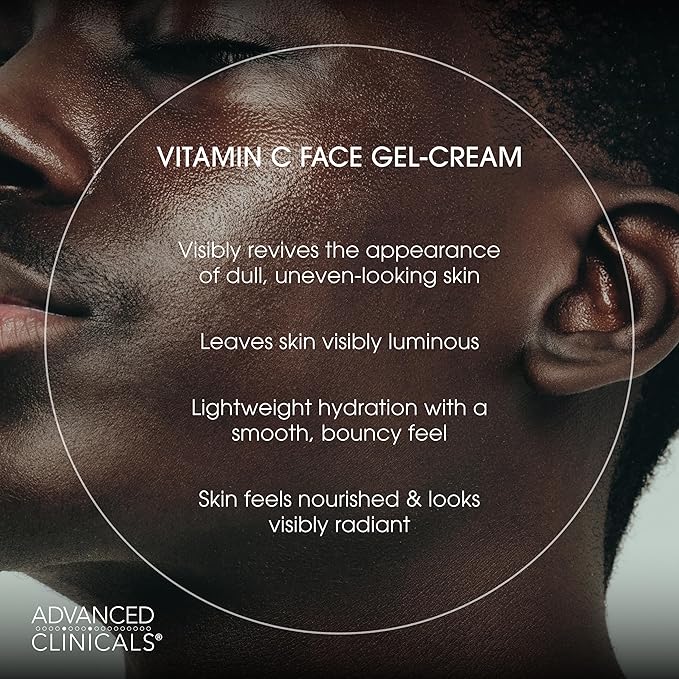 Advanced Clinicals Brightening Vitamin C Face Cream Gel With Niacinamide + Hyaluronic Acid | Vitamin C Moisturizer Lotion For Face Visibly Diminishes Look Of Dark Spots & Uneven Skin Tone, 2.5 Fl Oz