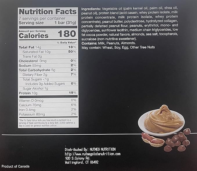PROTIFIT - High Protein Snack Bars, 10g Protein, 170 Calories, 5g Carbs, 3g Fiber, 7 Servings Per Box (Peanut Butter)