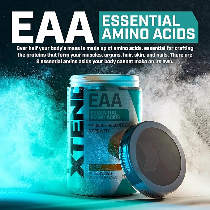 Xtend Scivation EAA + BCAA Powder | Muscle Recovery & Lean Muscle Growth | 9 Essential Amino Acids for Intra Workout or Post Workout Recovery | 10g EAAs Per 2 Servings | Blood Orange 40 Servings