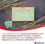 Umeken Lipopo, 6 Month Supply- Lipopolysaccharide, Beta-glucan from Yeast, Lactic Acid Bacteria, and Vitamin C. Made in Japan. 180 Packets. (Pack of 2)