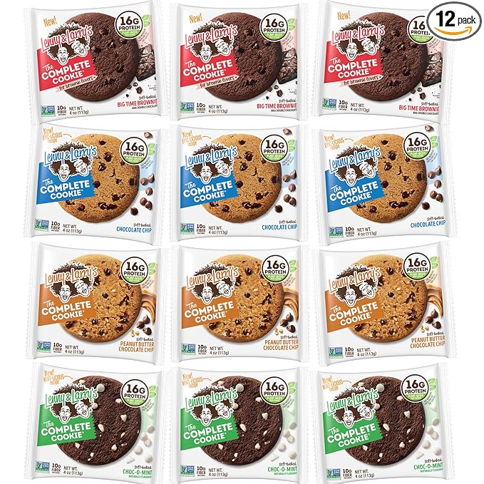 Lenny & Larry's Chocolate Lovers 4 Flavor Variety Pack, Soft Baked, 16g Plant Protein, Vegan, Non-GMO, 4 Ounce Cookie (Pack of 12)