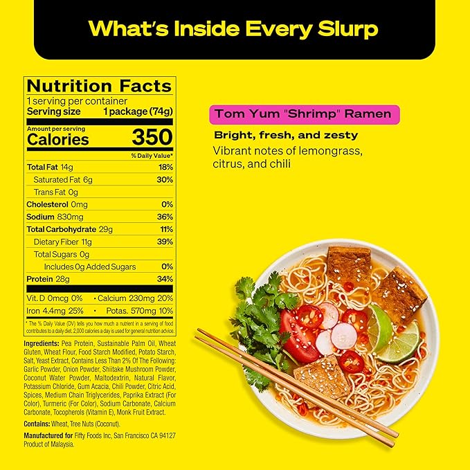 immi Variety Pack Ramen – Spicy “Beef,” Black Garlic “Chicken” & Tom Yum “Shrimp” – Vegan, High Protein Ramen Noodles – Low Carb, Zero Sugar – Healthy Keto-Friendly Ramen Bowls, 6-Pack