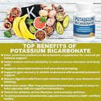 Pure Potassium Bicarbonate Supplement Capsules pH Balance Pills, High Potassium Electrolytes 1200mg Serv. USA Made Bicarbonate Food Grade, Acid-Alkaline Balance Immunity Endurance 120 caps