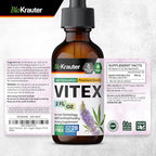 BIO KRAUTER Vitex Chasteberry Supplement for Women & Menopause Support* - 2 Fl.Oz 28 Days of Supply - Pure Vegan Vitex Berry Tincture - Alcohol & Sugar Free, Non-GMO - Relaxation & Women's Wellness