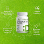 Phosphatidylserine Supplement, 400mg Serving, 240 Capsules – Soy Free Sunflower Lecithin Source