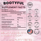 Creatine for Women – Booty Builder – Packed with Collagen, Biotin, BCAAs, Hyaluronic Acid, Vitamin C & Creatine Monohydrate Powder – Lean Muscle & Skin Hydration Support – Pink Lemonade, 30 Servings
