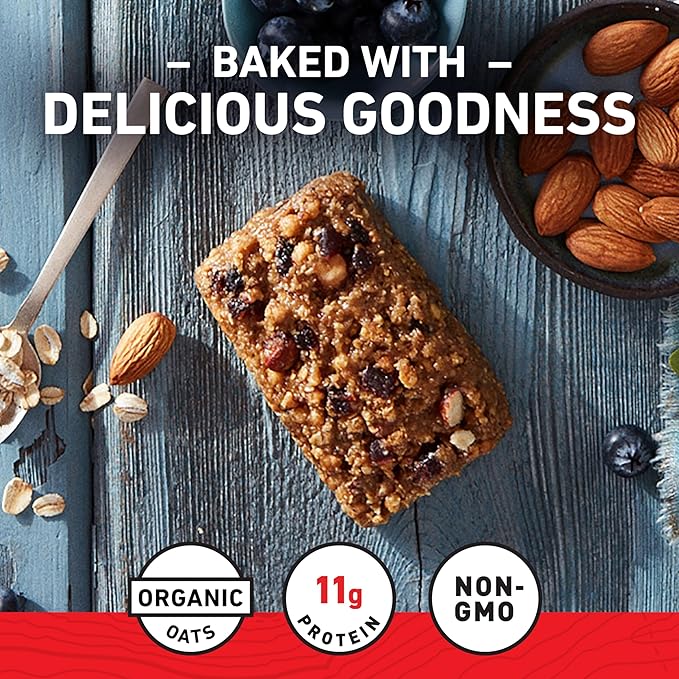 CLIF BAR - Energy Protein Bars - Blueberry Almond Crisp - Made with Organic Oats - Energy Bars - Non-GMO - (10 Pack)