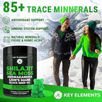 Organic Shilajit Gummies with Sea Moss Gummies - Shilajit Supplement for Immune Support - Pure Himalayan Shilajit and Ashwagandha with Sea Moss and Shilajit, Lion’s Mane Extract and Black Seed Oil
