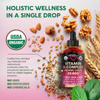 USDA Organic Vitamin B-Complex B5 Pantothenic Acid | B12 Methylcobalamin | B1 Thiamine | B6 Pyridoxine | B7 Biotin | B9 Folic | B3 Niacinamide - B Complex Liquid Drops, Made in USA Supplement, 2fl oz