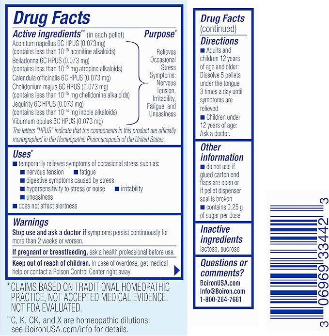 Boiron StressCalm On The Go for Relief of Stress, Anxiousness, Nervousness, Irritability, and Fatigue - 2 Count (160 Pellets)