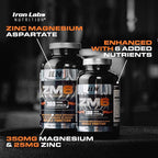 Iron Labs ZM6 - High Strength Zinc and Magnesium Supplement - 180 Vegetarian Capsules (3 Month Supply) - Super Enhanced Zinc Magnesium Aspartate and B6 Complex