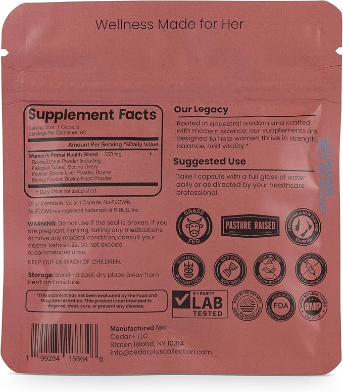 Lady Legacy Beef Organ Supplement for Women – Grass-Fed & Pasture-Raised Female Organ Complex – Uterus, Ovary, Liver, Kidney & Heart Capsules – Dual 3rd Party Tested, Non-GMO Verified, Made in USA