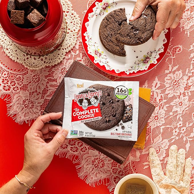 Lenny & Larry's Complete Protein Cookie, [Big Time Brownie], Chewy Soft Baked, 8g Plant Protein, Vegan, Non-GMO, High Fiber, [2 Ounce] Cookie (Pack of 12)