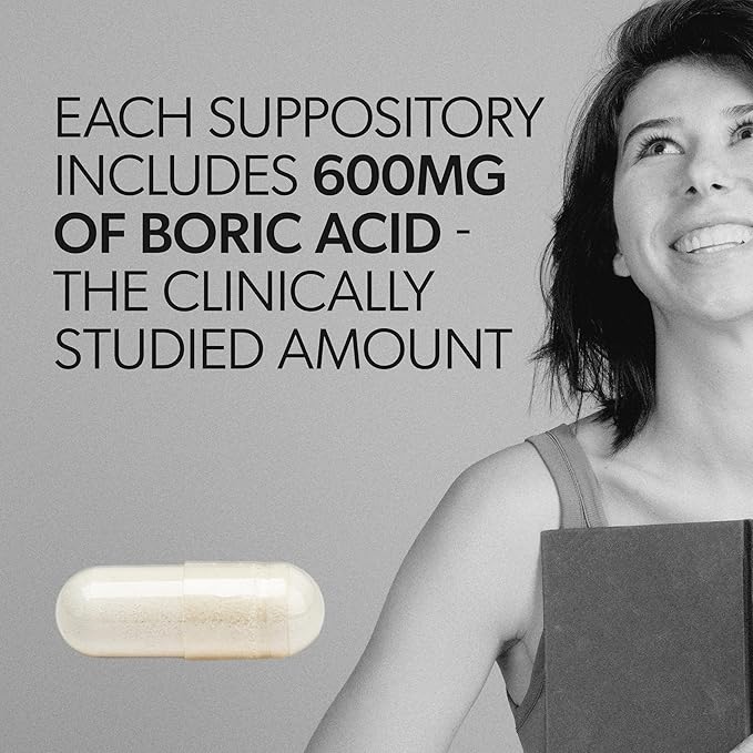 AZO® Boric Acid Vaginal Suppositories for Women, Helps Support Odor Control with Clinically Studied Boric Acid, Non-GMO, 30 Count