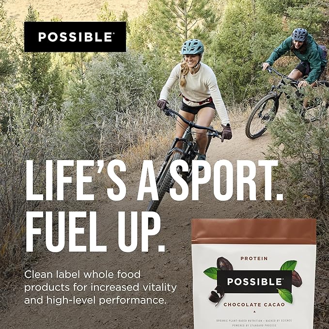Protein Powder Chocolate Cacao - 20g of Vegan, Plant-Based Protein Mix - Non-GMO, Non-Dairy, Gluten-Free - 3.5g of BCAAs - 9 Essential Amino Acids - 30-Day Supply - 2 Bag, 30 Servings