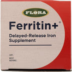 Flora Ferritin+ Delayed-Release Iron Supplement - Plant-Based Iron Supplement - Blood Cell & Energy Support - Vegan & Gluten-Free - Amber Glass Bottle - 30 Vegan Capsules
