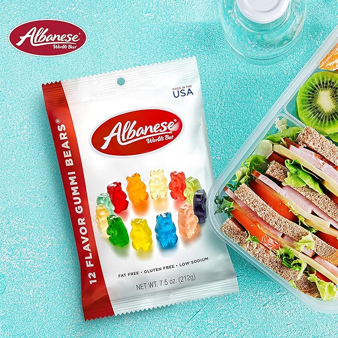 Albanese Candy, 12 Flavor Gummi Bears, 7.5-Ounce Bag, Pack of 12